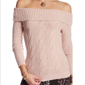 Free People Off-The-Shoulder Cable Knit Sweater